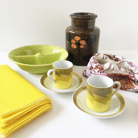 Vintage Green Mod Espresso Set Made in Japan Cup and Saucer - Picture 5 of 5